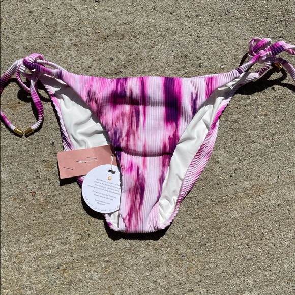 PQ Swim Anthropologie Pink Spell Tie Bikini Bottoms Size M - Picture 2 of 6